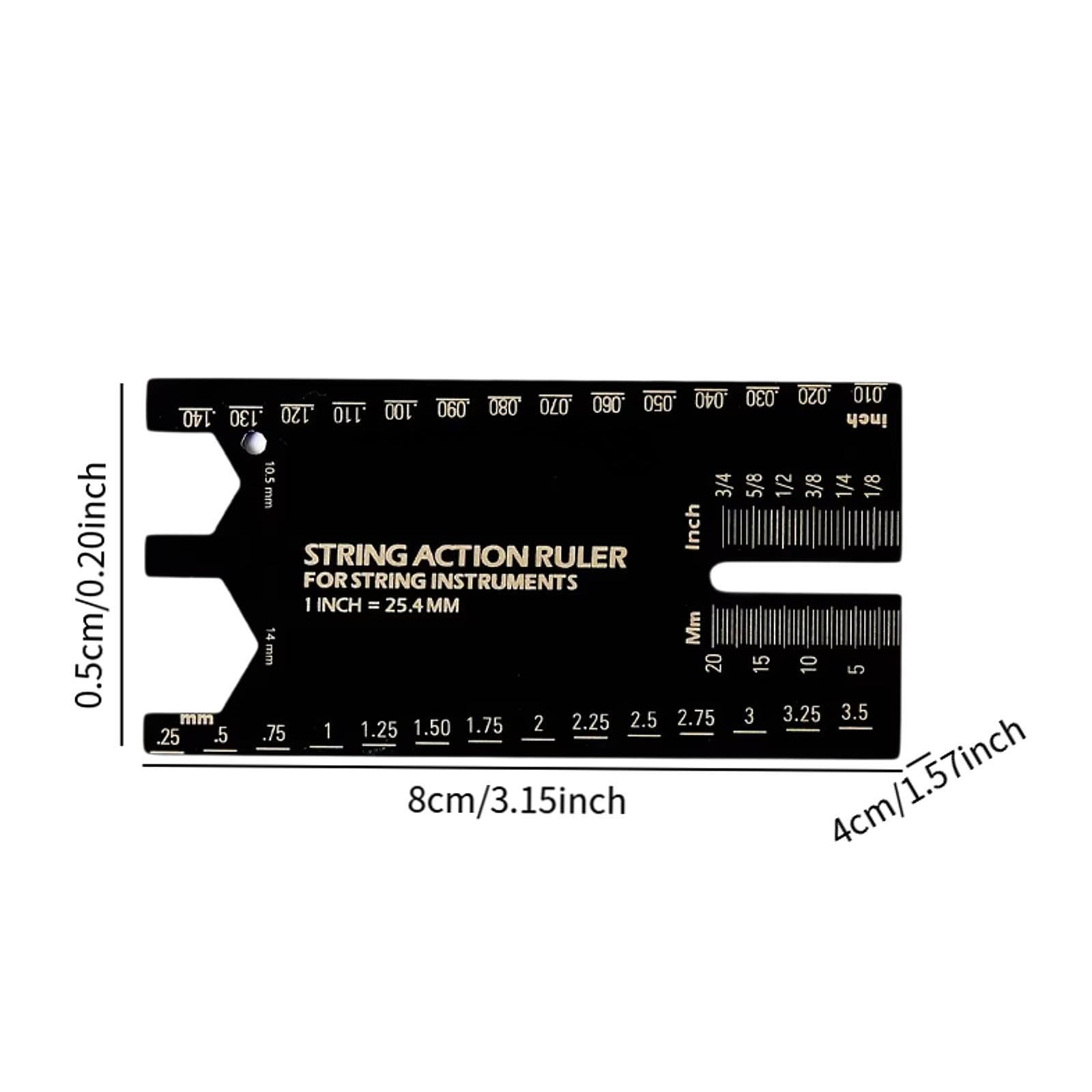 String Action Ruler Guitar Setup Gauge Tool Easy to Read Markings Compact Repairing Luthier Tool for Acoustic Guitar Mandolin, Silver
