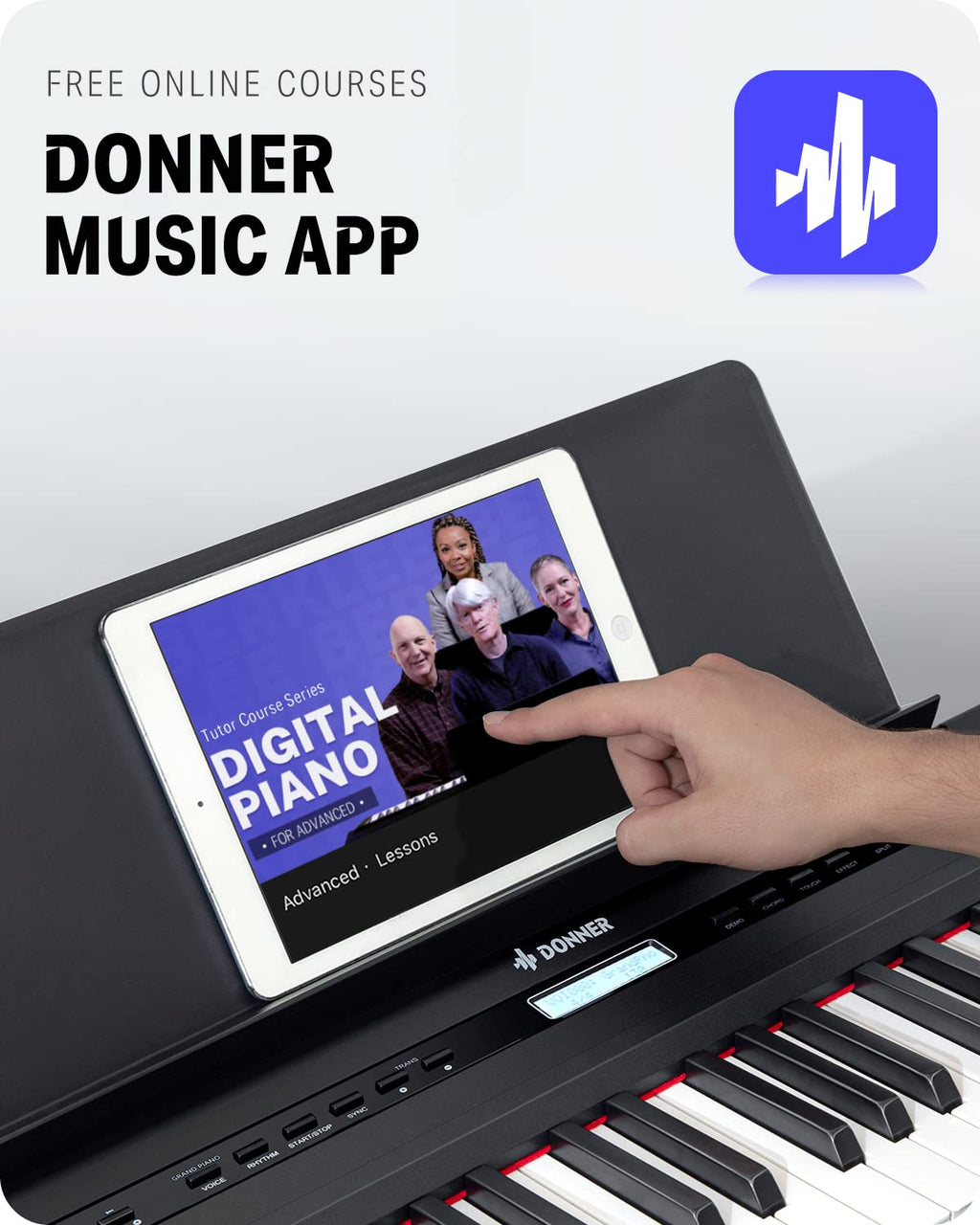 Donner 88 Key Weighted Keyboard, Premium Upright Piano for Beginner to Professional, Full Size Electric Keyboard with Headphone Adapter DDP-400