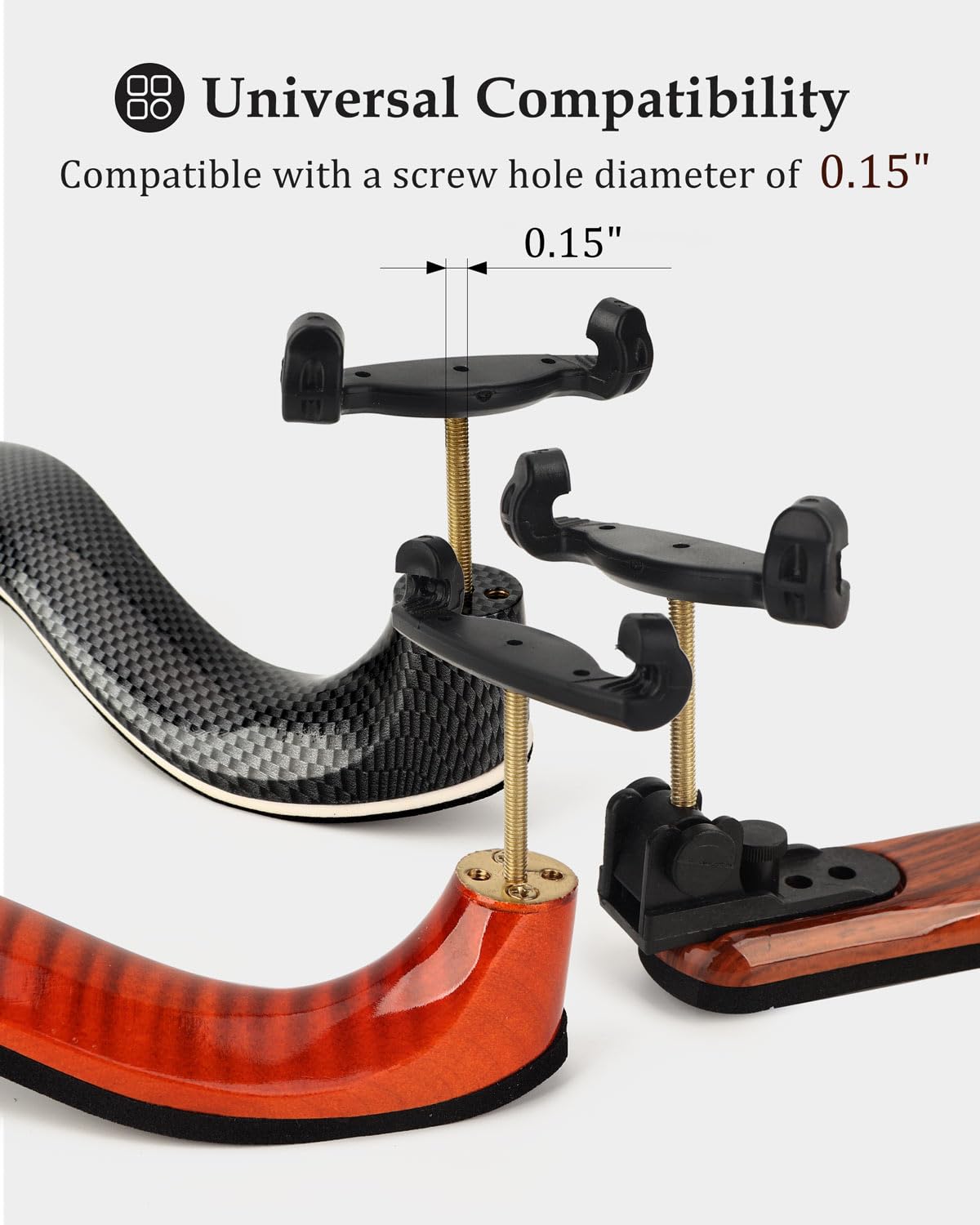 LMS Universal Extra Long Fork for Violin Shoulder Rest 4/4 3/4 Full Size, Replacement for Violin Viola Fiddle Shoulder Rest Extra-Long Feet, 1.5 inch (Black)