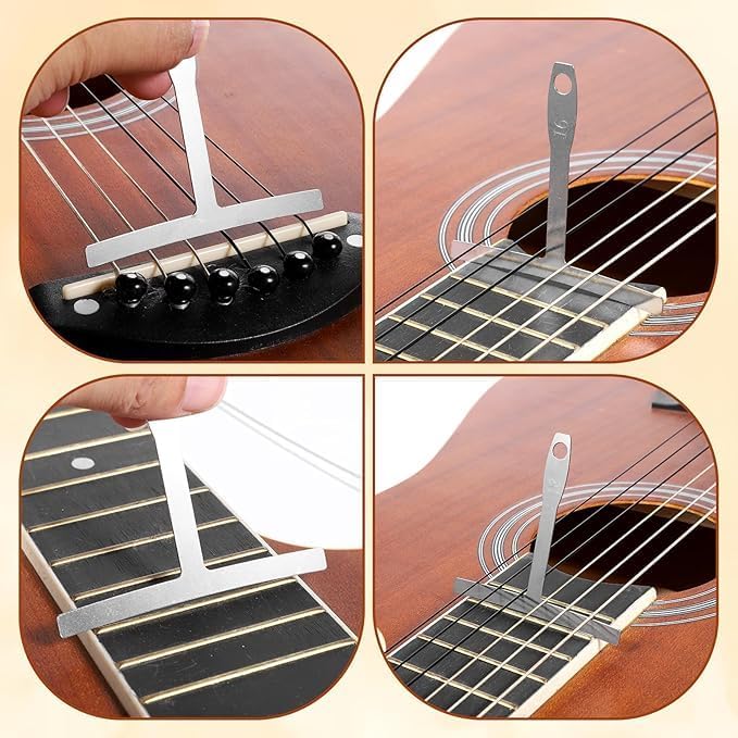 17Pcs Guitar Luthier Setup Tool Kit, String Action Ruler, Feeler Gauge(32 Blades), T-Shape Gauge for Guitar & Bass
