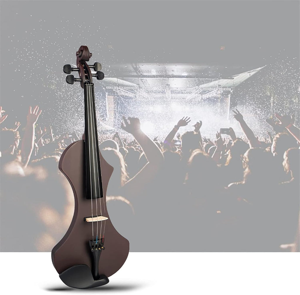 Cello Kit 4/4 Full Size Violin with Case Electric Violin Solidwood Body Set w/Brazilwood Bow+Violin Strings+Rosin+Tuner+Bridge Violin