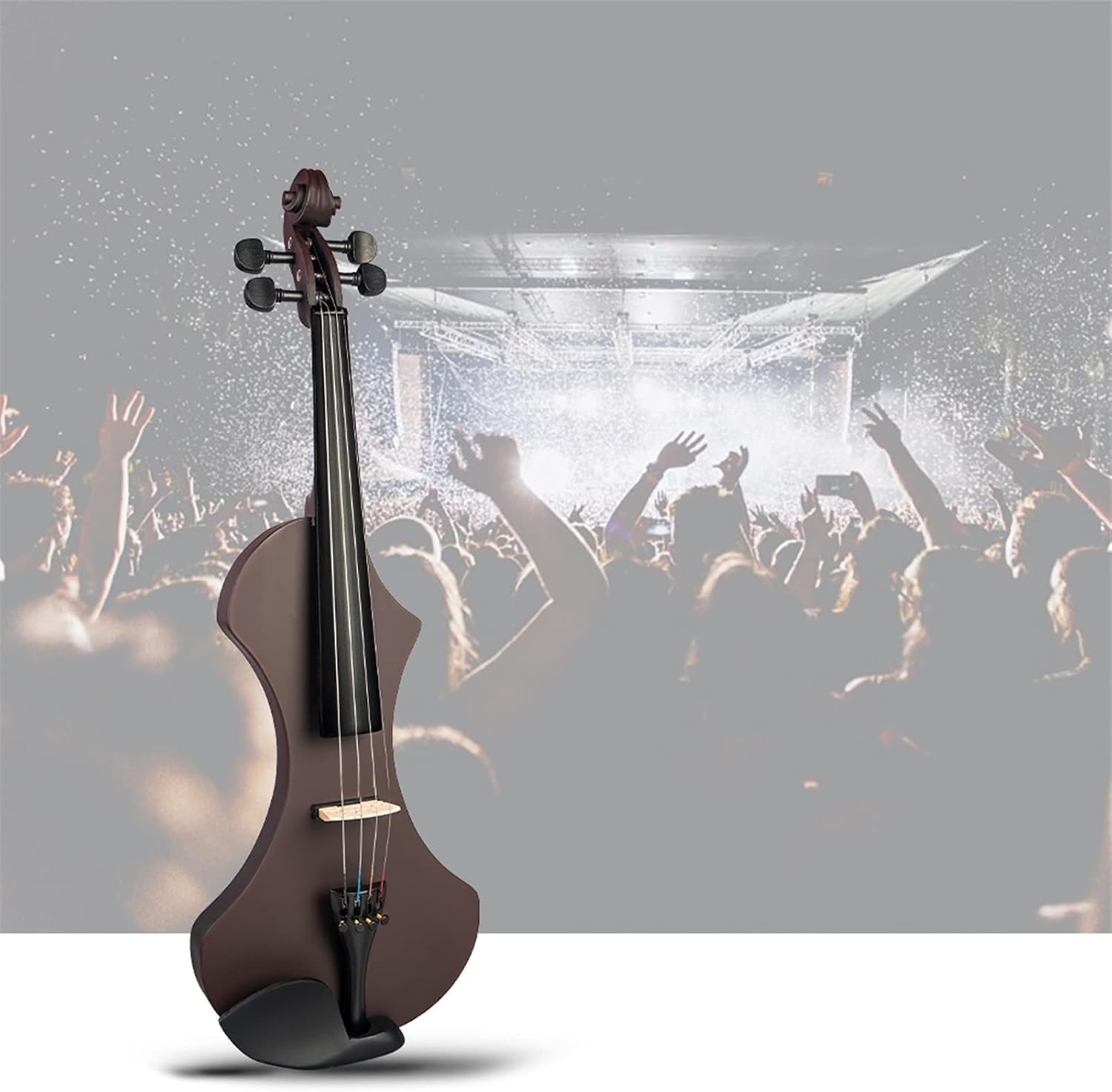 Cello Kit 4/4 Full Size Violin with Case Electric Violin Solidwood Body Set w/Brazilwood Bow+Violin Strings+Rosin+Tuner+Bridge Violin
