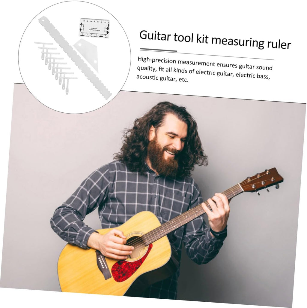 Kit completo de herramientas de luthier para guitarra, calibre de radio, regla de acción, bordes rectos para reparación de guitarra, 12 uds