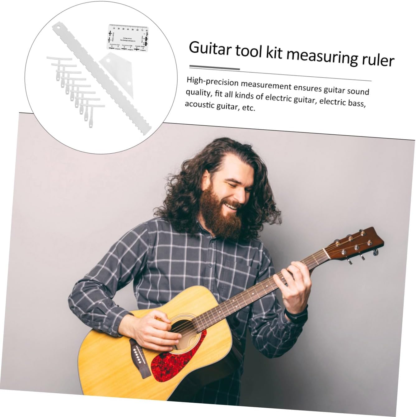 Kit completo de herramientas de luthier para guitarra, calibre de radio, regla de acción, bordes rectos para reparación de guitarra, 12 uds