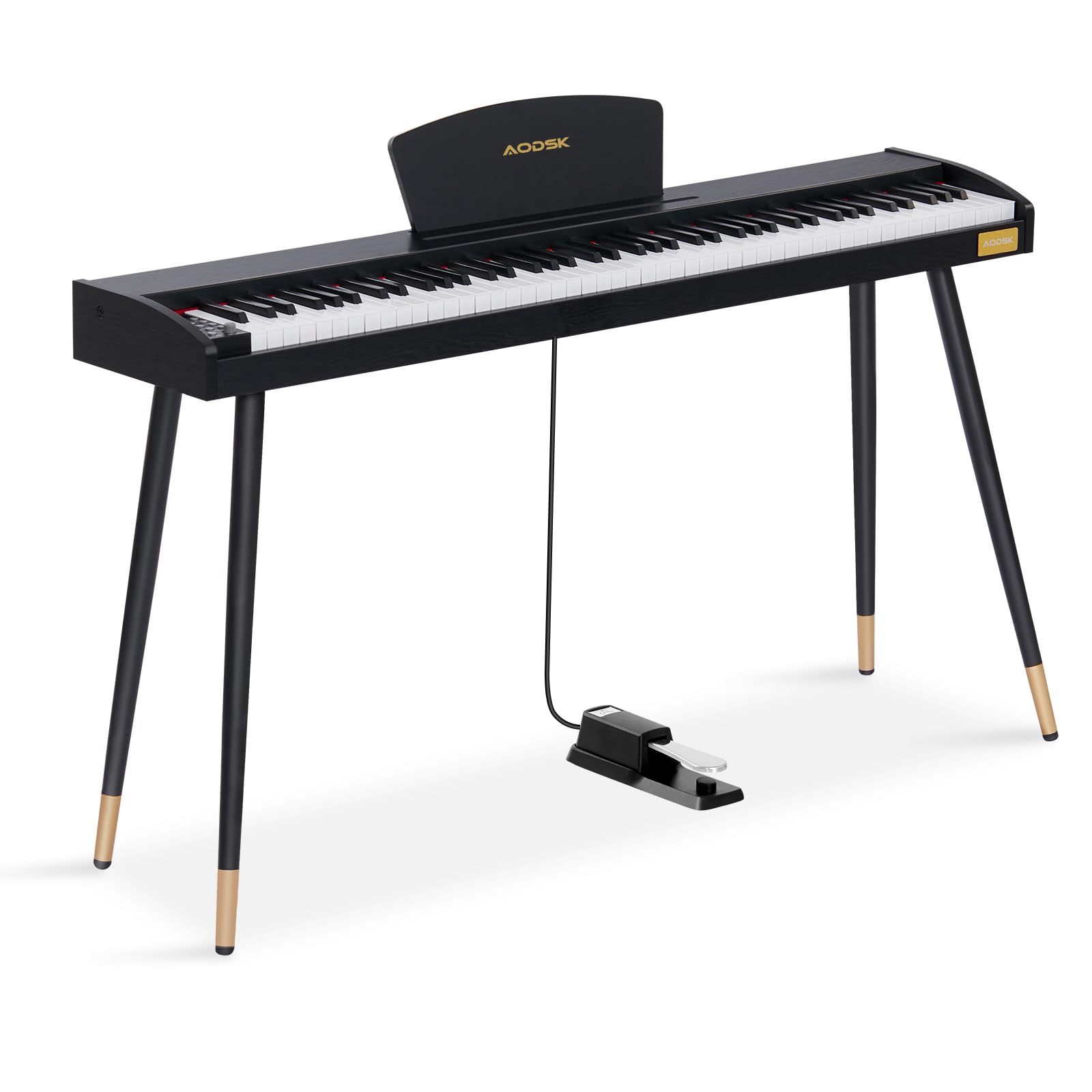 AODSK Digital Piano 88 Key Full Size Weighted Keyboard Overall Solid Wood Frame for Beginners with Sheet Music Stand Triple Pedal Power Adapter