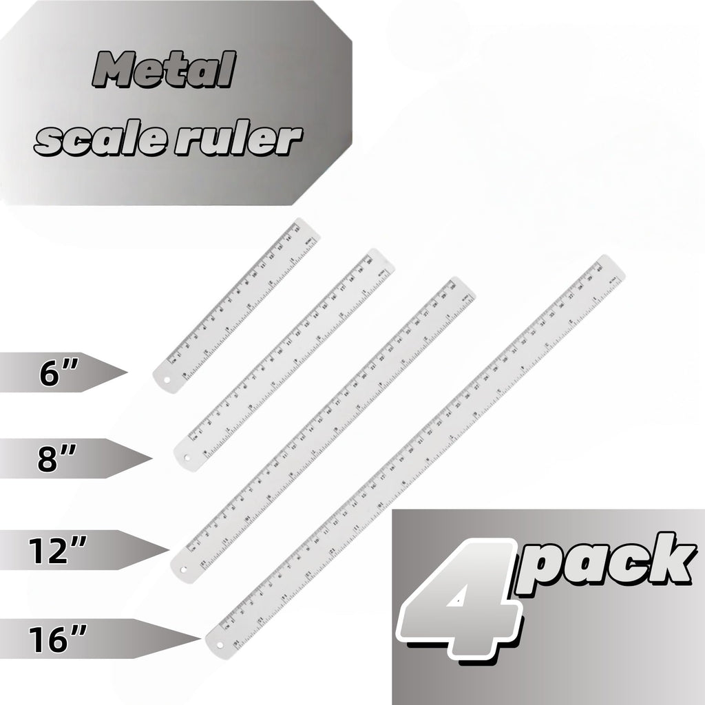 Lakei Stainless Steel Ruler 2-Pack, 6", 12", (15cm,30cm) Dual Scale Ruler | Stainless Steel Ruler Set, Metric Precision Measuring Drawing Ruler, for Drawing, Home, Office and Engineering Use