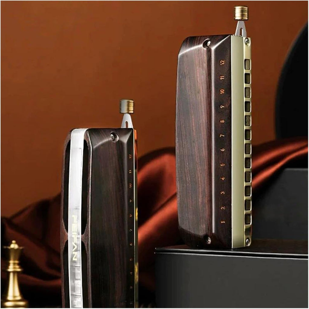 Chromatic Harmonica 12 Holes Mouth Organ Ebony Cover Harp Professional Armonica Instrumentos Wood Musical Instruments