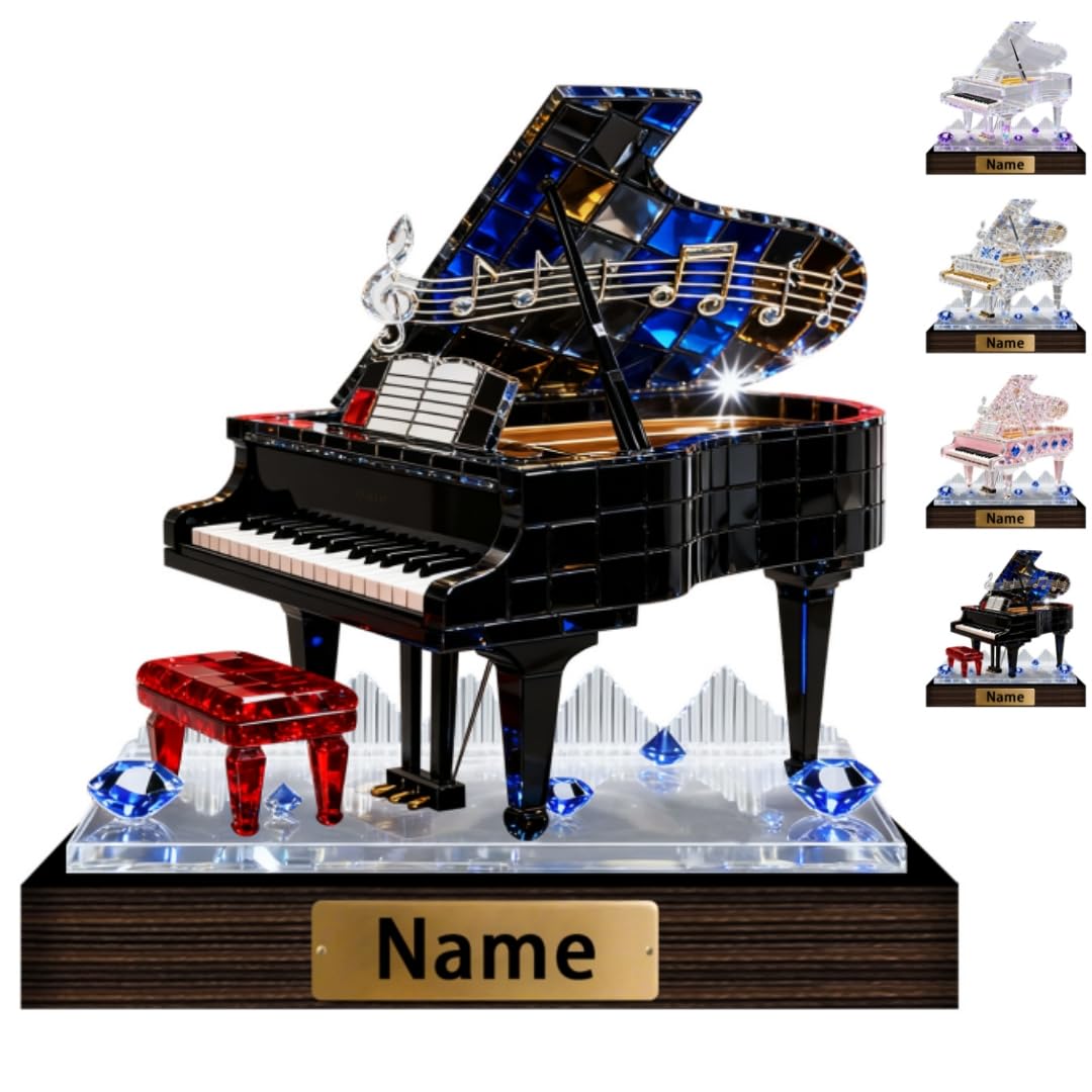 Personalized Name Violin Crystal Desktop Ornaments for Club Bedroom Office Custom Music Theme Stained Glass Acrylic Tabletop Plaque 2D Flat Electric Cello Figurine Sculpture for Violinist Cellist