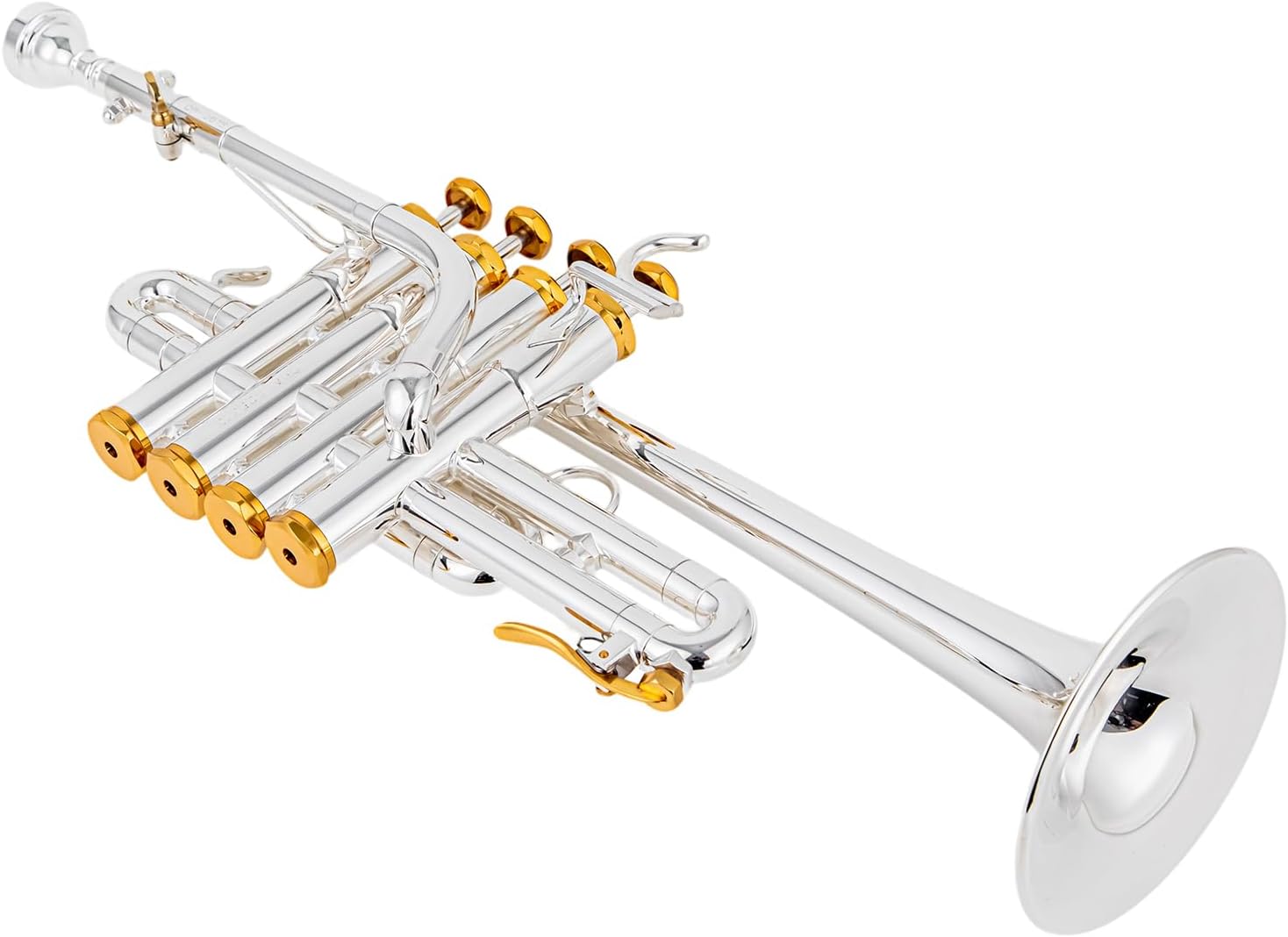 piccolo trumpet cp-901s bb/a tuning 4 valve silver plated with case silver plated piccolo trumpet for intermediate and high school musicians with stainless steel valves