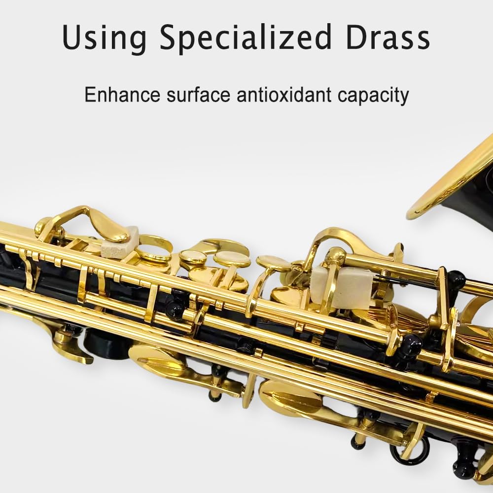 Alto Saxophone, Eb Flat Sax Complete Kit with Case & Accessories for Student, Adult & Beginner (Alto Saxophone Set with Mouthpiece, Reeds, Gloves, Cloth & Brush)-Golden