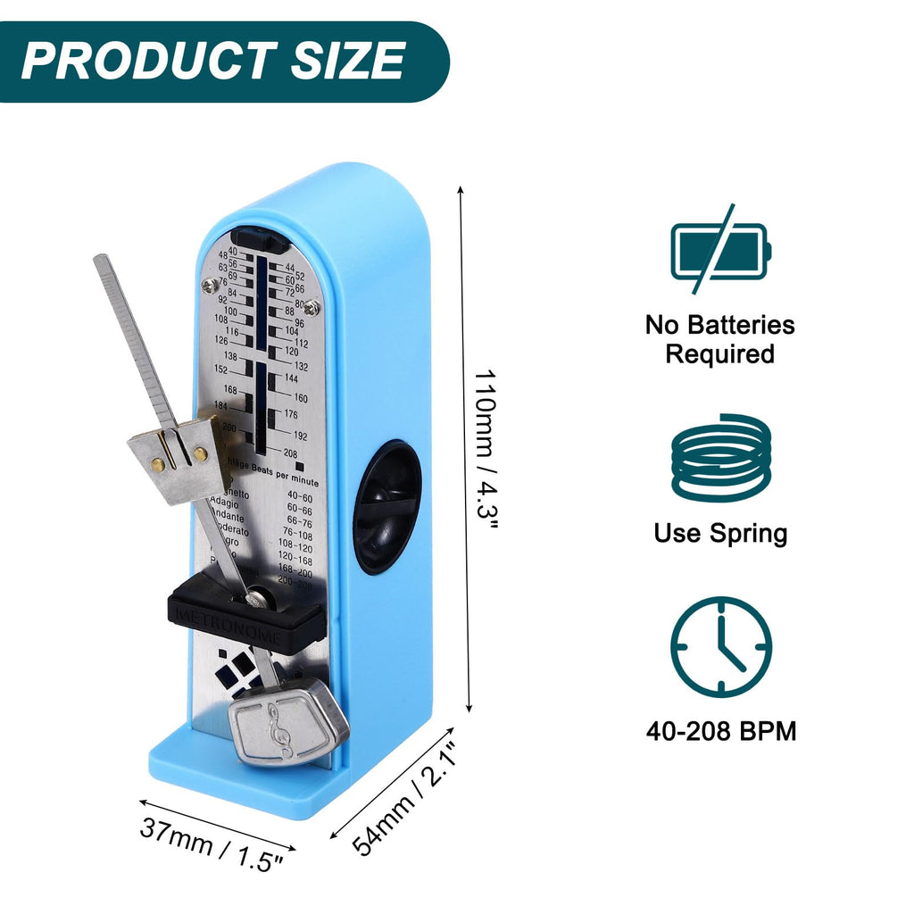 MECCANIXITY Mini Mechanical Metronome,High Accuracy Professional Musical Timer Universal Metronome for Piano Guitar Violin Ukulele Player,Sky Blue