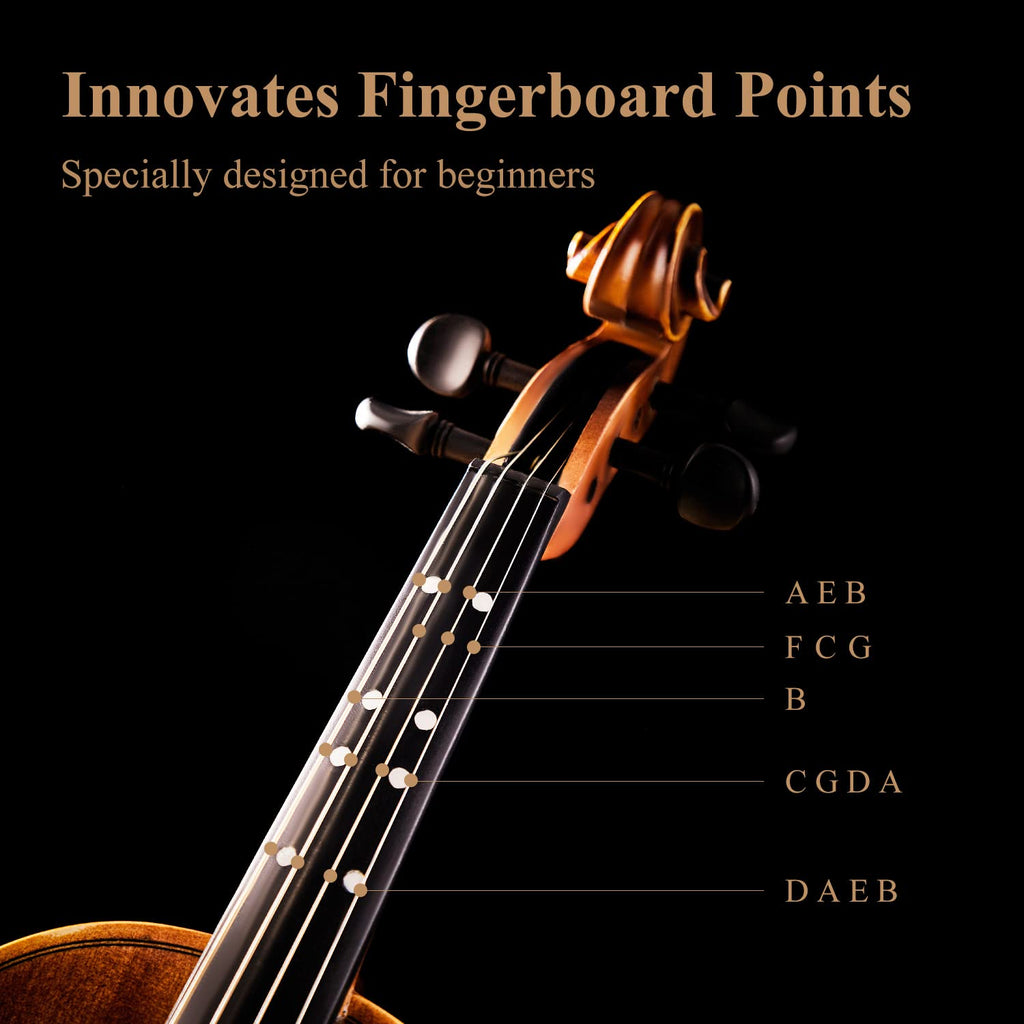 Eastar 3/4 Violin for Beginners, Violins Kit for Student, Fiddle with Hard Case, Rosin, Shoulder Rest, Bow, and Extra Strings (Imprinted Finger Guide on Fingerboard)