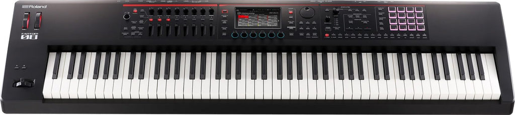 Roland Fantom 8 EX 88-Key Workstation Keyboard Synthesizer Bundle with Adjustable Stand, Sustain Pedal, Online Piano Lessons, Instructional DVD, and Austin Bazaar Polishing Cloth
