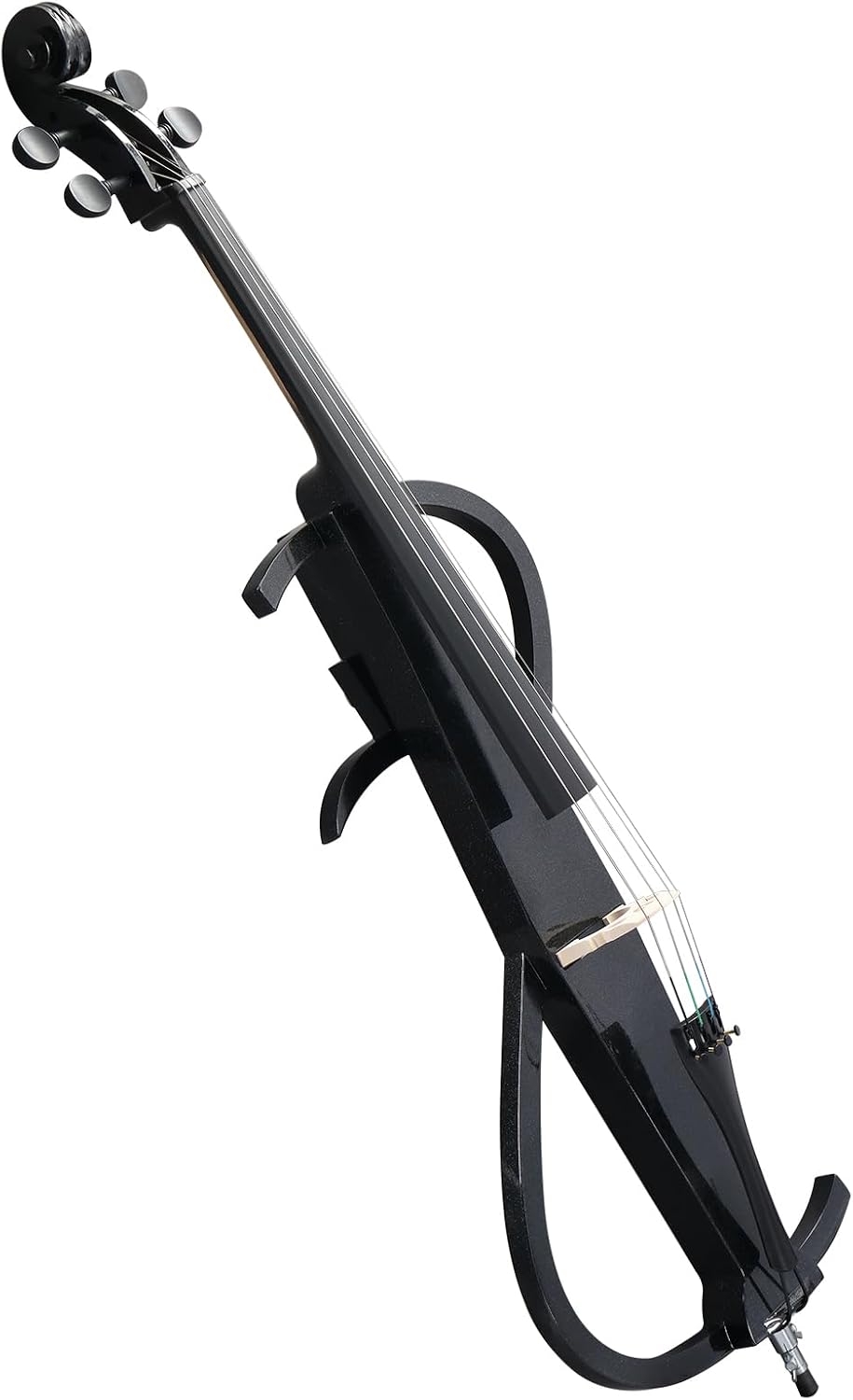 Full Size Electric Cello Kit for Adults,Beginners,Complete 4/4 Cello Set with Portable Bag, Bow, Rosin, Earphone and Connecting Line, S-shaped,Black