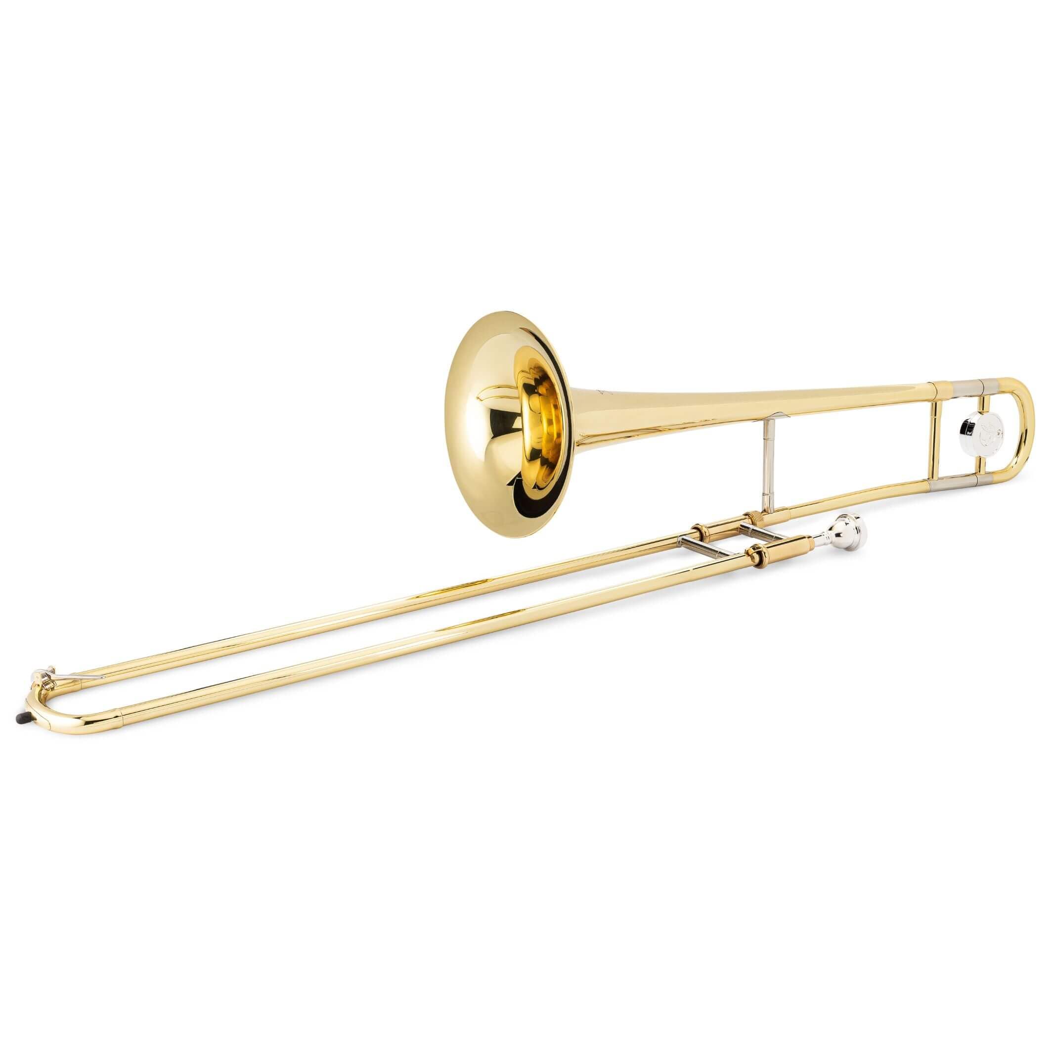 Jean Paul TB-400 Intermediate Straight Tenor Trombone with Case & 12C Mouthpiece, Brass Musical Instrument (Gold)