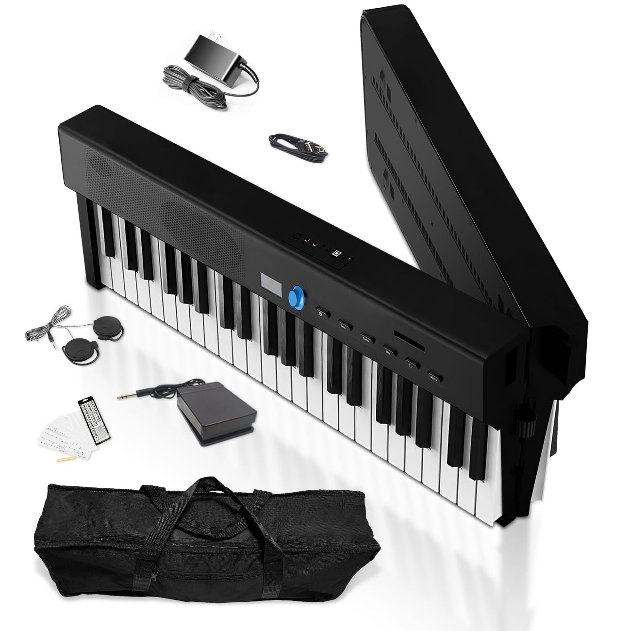 Longeye Folding Piano Keyboard 88 Key Portable Digital Piano Ultra Sound Semi-Weighted Electric Keyboard for Beginners & Professionals with Headphones, Stickers & Carrying Case Fold Pro 2+