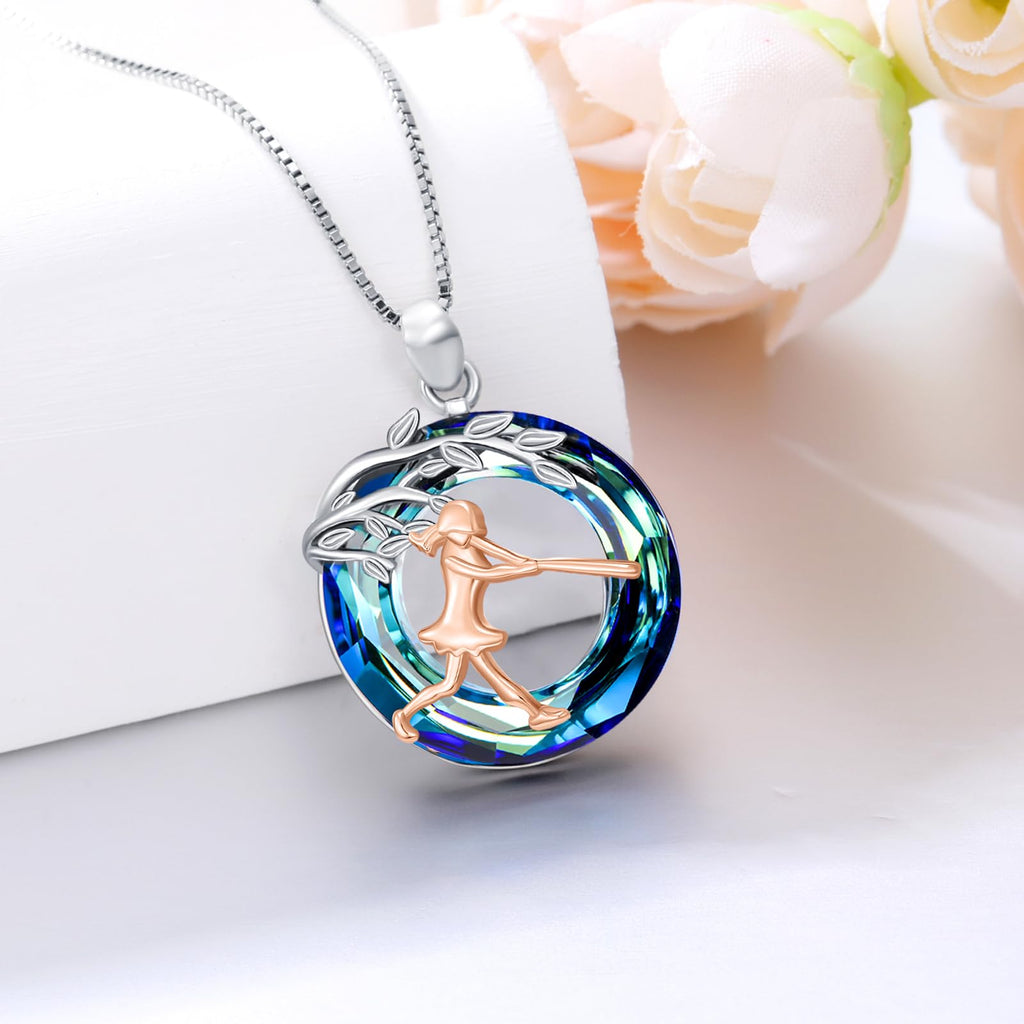 Sport/Music Necklace for Women 925 Sterling Silver Crystal Pendant Tree of Life Jewelry Gifts for Sport Players