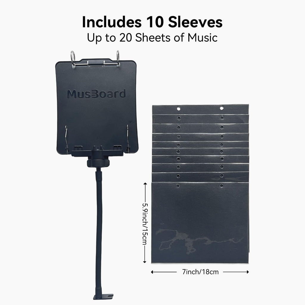 Trumpet Lyre TC10, Adjustable Marching Band Lyre for Trumpet with Flip Folder, Includes 10 Refill Sleeves