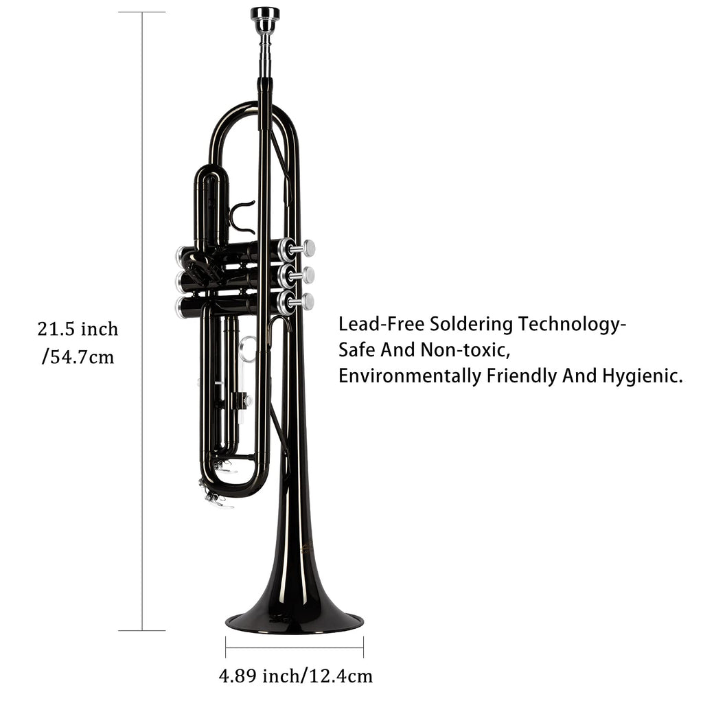 EASTROCK Bb Trumpet Standard Trumpet Set with Carrying Case,Gloves, 7C Mouthpiece, Cleaning Kit, Tuning Rod (Red Antique)