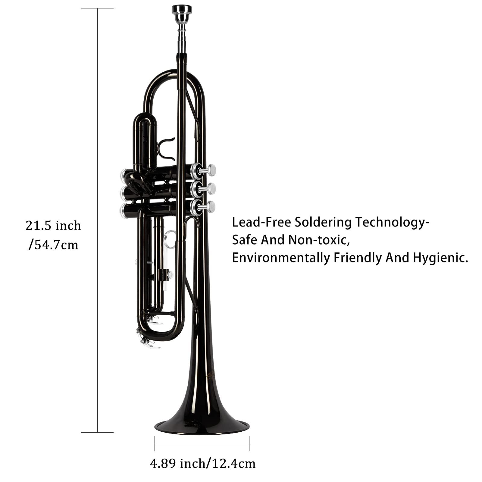 EASTROCK Bb Trumpet Standard Trumpet Set with Carrying Case,Gloves, 7C Mouthpiece, Cleaning Kit, Tuning Rod (Red Antique)