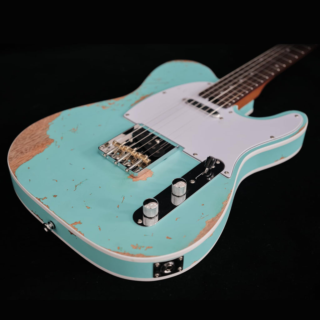 KGD Relic electric guitar mahogany body carbonized maple neck rosewood fretboard 6-string solidbody electric guitar S-S pickupsbrass barrel saddle bridge (Grass Green)