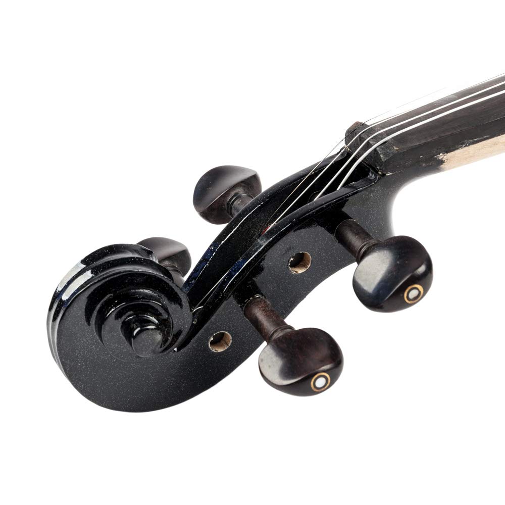 Ktaxon Acoustic Electric Violin, 4/4 Violin with EQ preamp and Ebony Accessories, Full-size Violin with AUX Cable, Shoulder Rest, Rosin, Extra String and Cleaning Cloth (Black)
