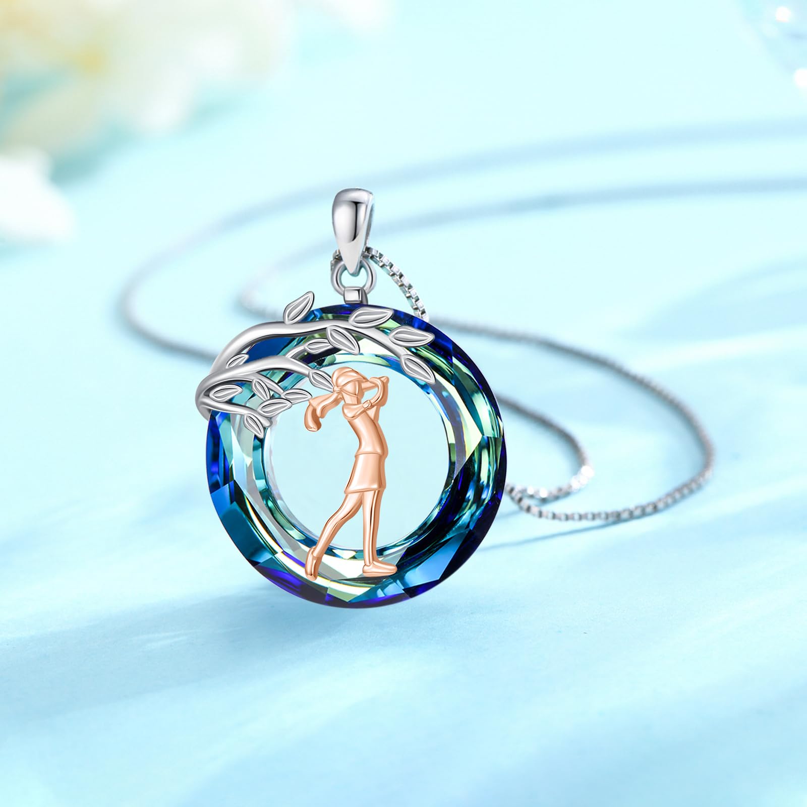Sport/Music Necklace for Women 925 Sterling Silver Crystal Pendant Tree of Life Jewelry Gifts for Sport Players