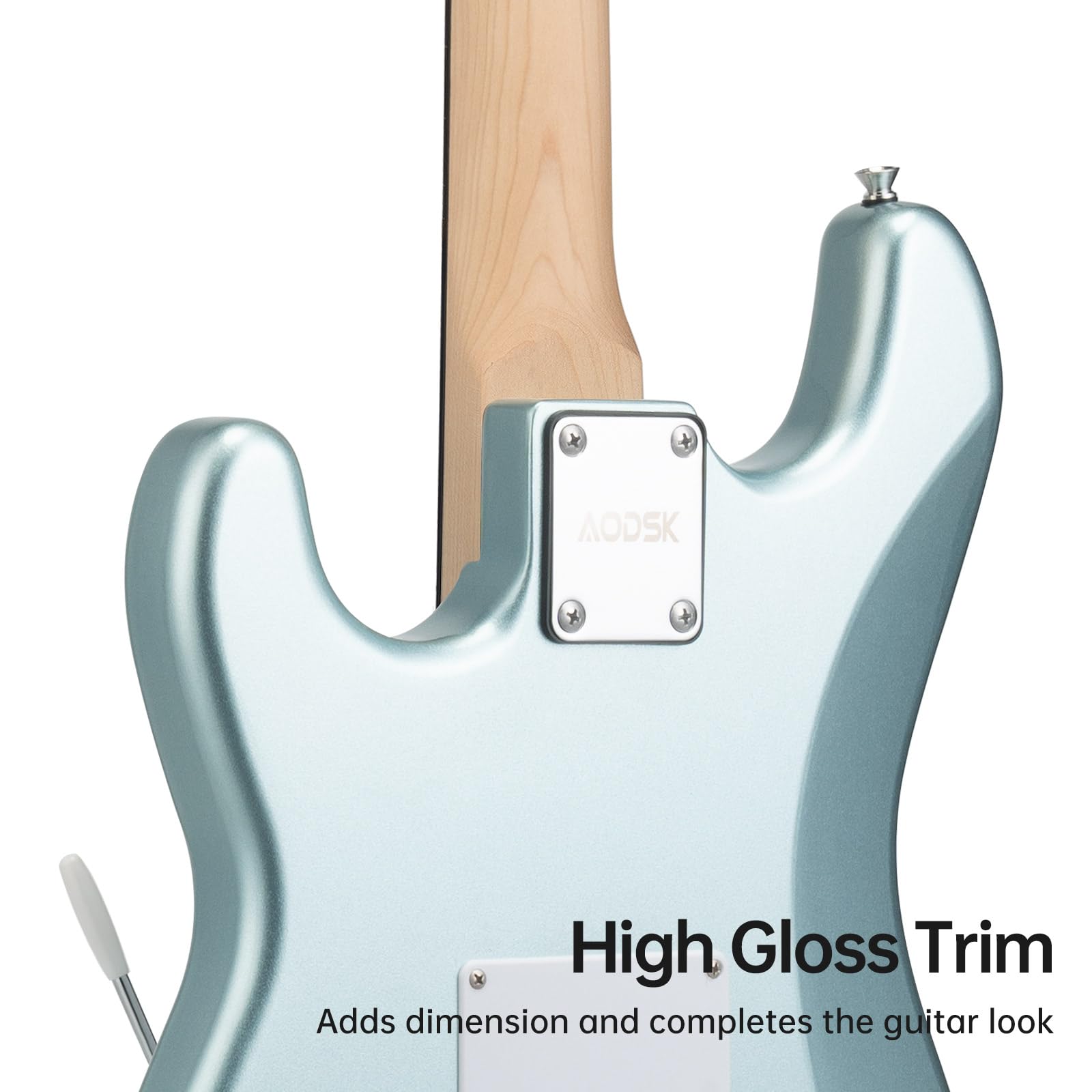 AODSK Electric Guitar with Amp Beginner Kit 39 Inch Solid Body Full Size,All Accessories,Digital Tuner,Six Strings,Four Picks,Tremolo Bar,Strap,Gig Bag,Starter kit (Blue-HSS)