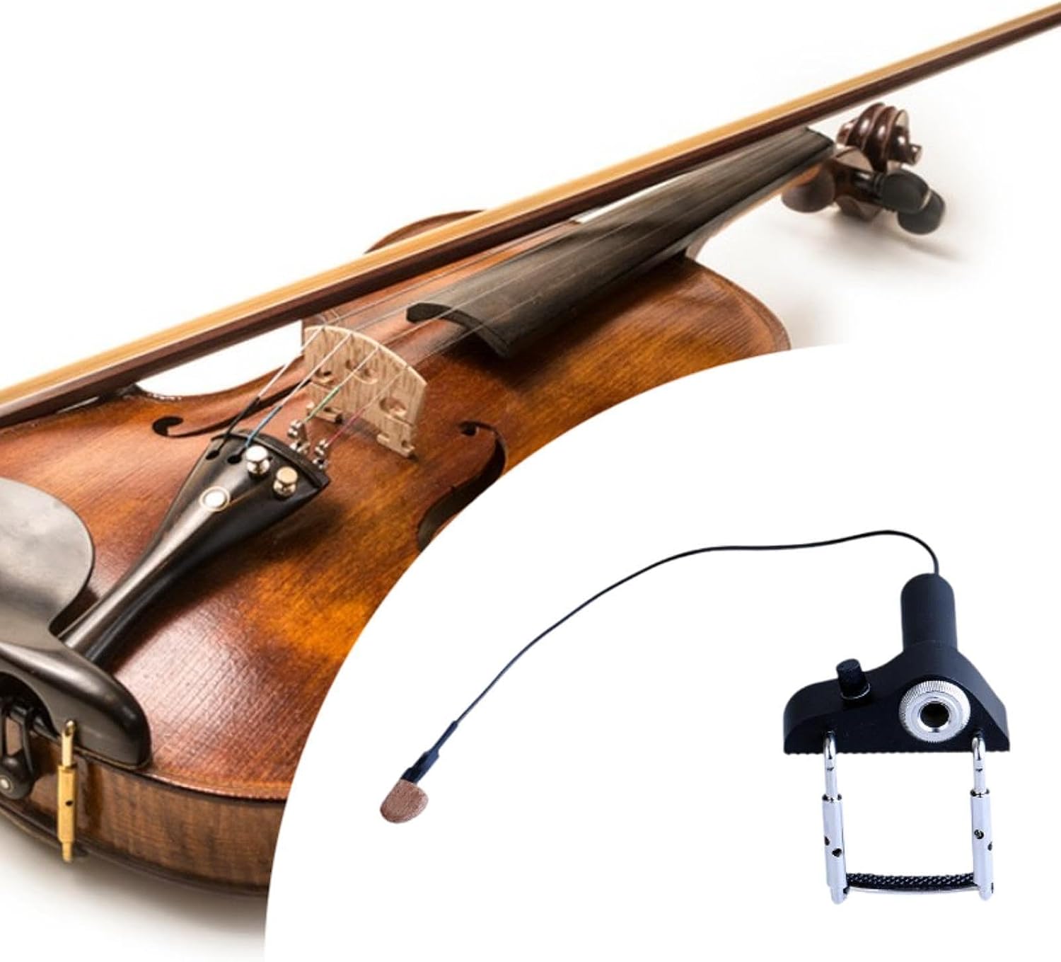 Vaveren Piezo Contact Microphone Pickup with Volume Control Portable Wireless Violin Pickup Professional Piezo Transducer Pickup with Cable for Guitars Mandolin Banjo Bass