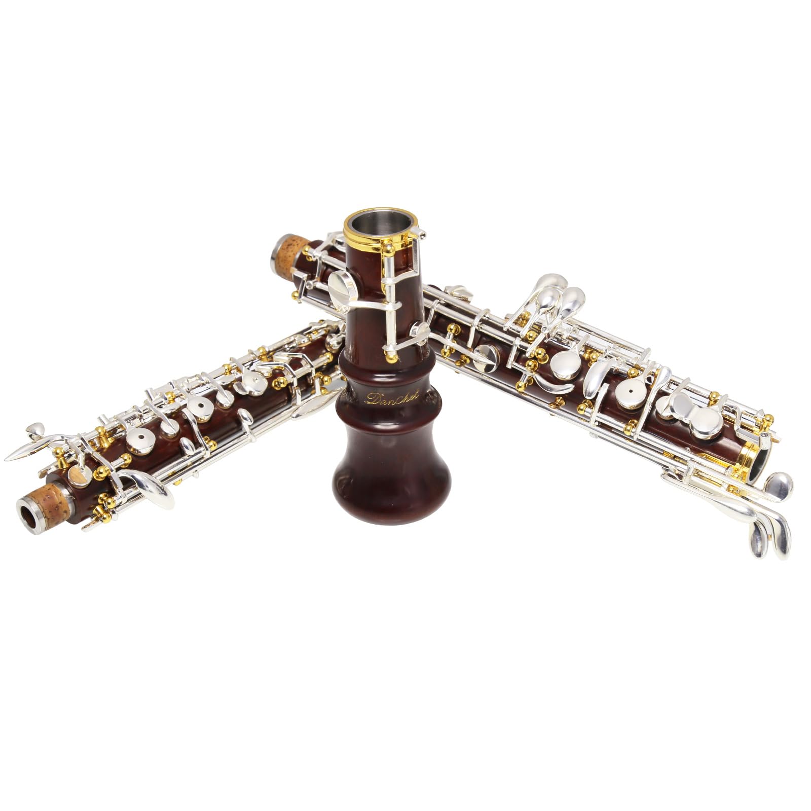 Oboe Professional Performance Level Redwood Body Silver Plated Semi Automatic C Tone with Reeds, Cleaning Cloth, Oboe Swab, Powder Paper, Absorbing Paper, Thumb Rest, Screwdriver, Gloves, Case