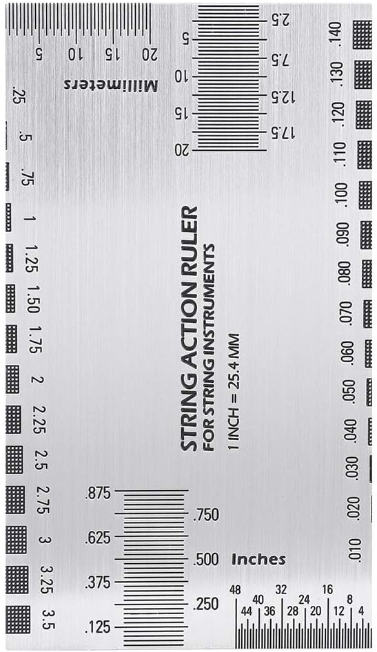 String Action Ruler Gauge, Stainless Steel String Action Measurement Tool, Luthier Guitar Setup Gauge with Precise Height for Guitar Bass and Various Instruments
