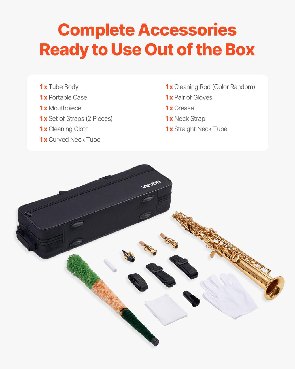 VEVOR Tenor Saxophone, B Flat, Professional Brass Saxophone Beginner Kit with Carrying Case, Mouthpiece, Straps, Cleaning Cloth, Gloves, Neck Strap, 23 Keys Tenor Sax Kit, for Beginners Students, Gold