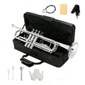 Trumpet Set for Beginners - Includes Silver Standard Trumpet, Hard Case, 7C Mouthpiece, Cleaning Kit, Gloves. Attractive tone, easy to Play for Students