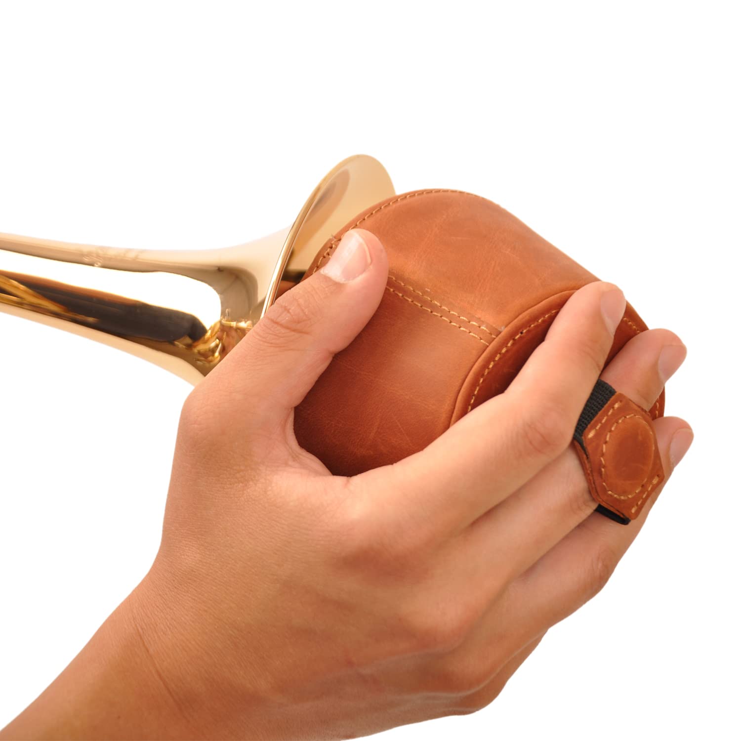Trombone magnetic mute, lightweight leather mute for jazz and classical trombone players by MG Leather Work (Black)