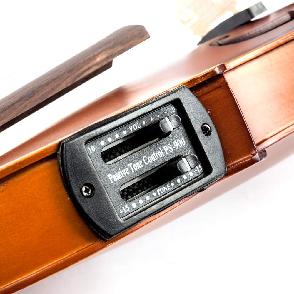 Ktaxon Acoustic Electric Violin, 4/4 Violin with EQ preamp and Ebony Accessories, Full-size Violin with AUX Cable, Shoulder Rest, Rosin, Extra String and Cleaning Cloth (Black)