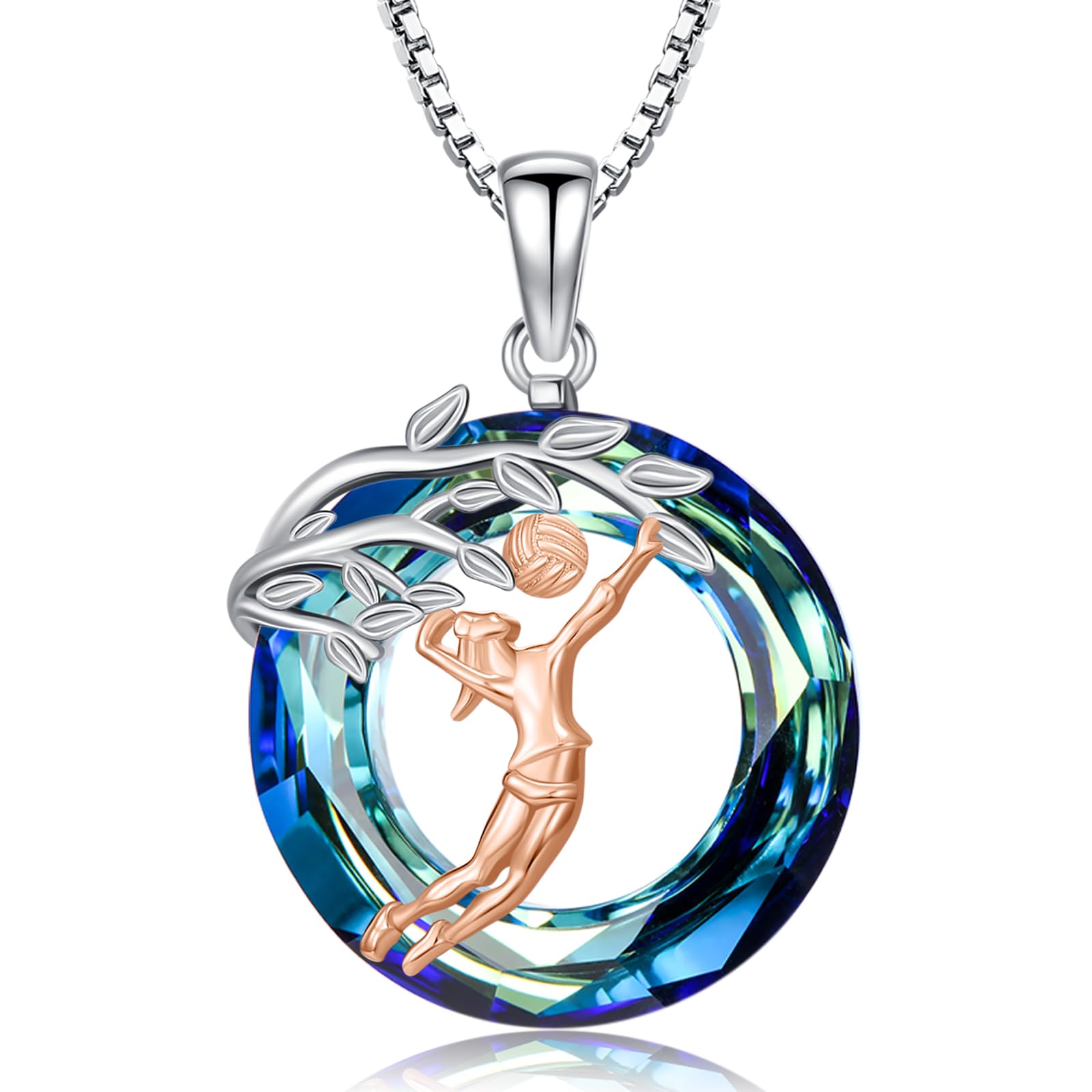 Sport/Music Necklace for Women 925 Sterling Silver Crystal Pendant Tree of Life Jewelry Gifts for Sport Players