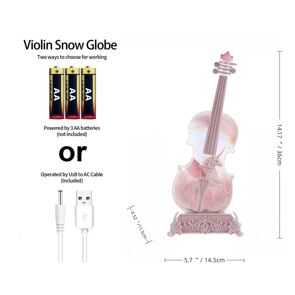 Violin Snow Globe Music Box Gifts for Kids Friends Little Girls Women Granddaughter Sister Violinists Birthday Valentine's Day Weddings Anniversaries Decor Christmas Decorations (Unicorn)