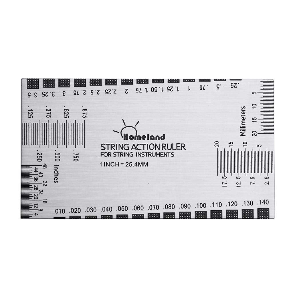 Alnicov Stainless Steel String Action Ruler Guitar Setup Gauge Luthier Measuring Tool with User Guide for Electric, Acoustic Bass Guitars