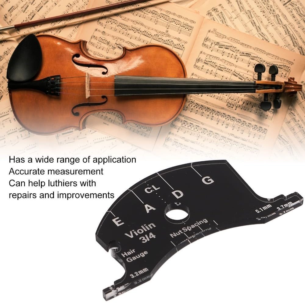Violin Bridge Reference Tool, Acrylic Template for 4/4 3/4 | String Height Measurement, Pillow Width Check, Luthier Repair Use, 4/4 And 3/4 Violin Sizes, Portable Template