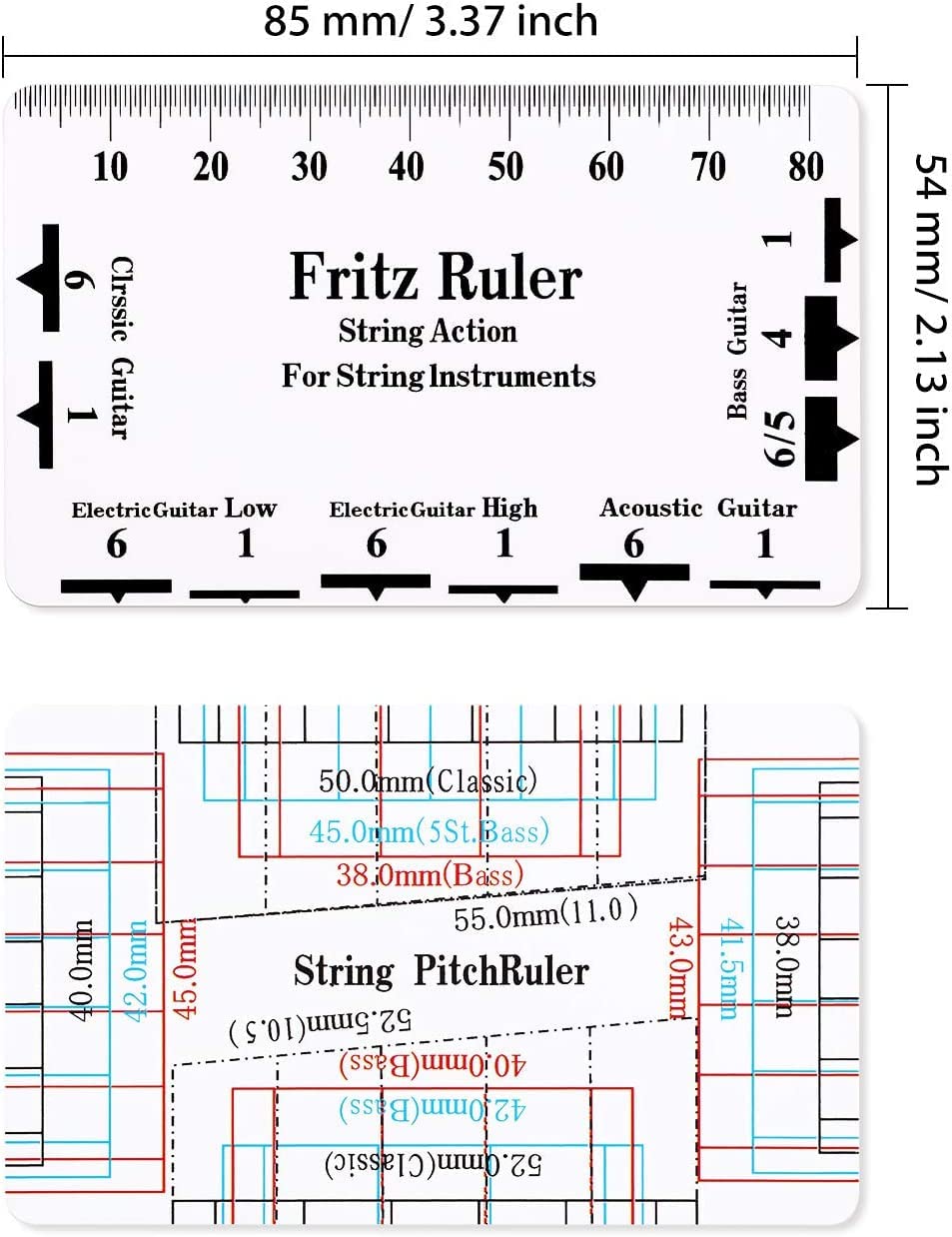 Set of 3pcs Neck Straight Edge 23cm/9.05" Length String Action Ruler Gauge String Height Gauge Fret Rocker Leveling Tool for Electric Bass and Acoustic Guitar