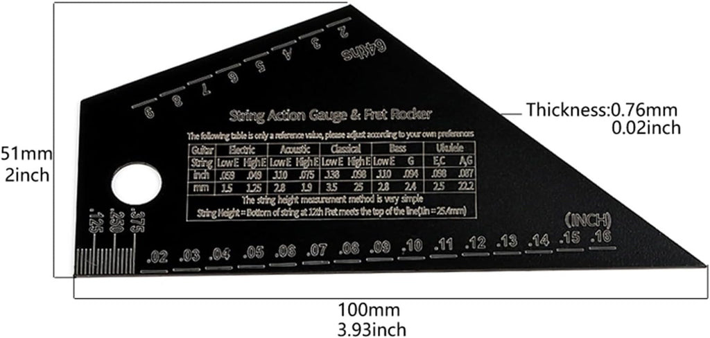 Guitar String Height Rulers String Action Gauges Rulers Guitar Repairing Tool for Guitar, Ukuleles, Banjos, Mandolin