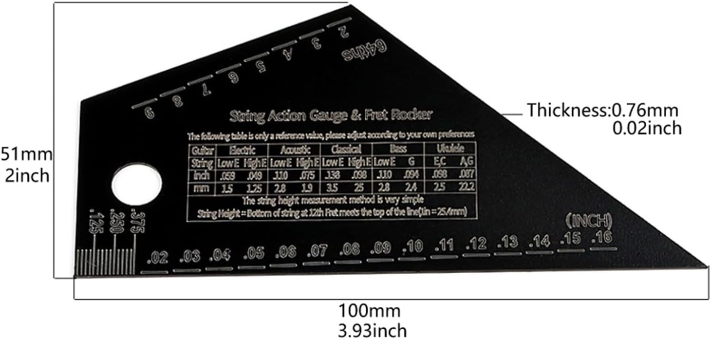 Guitar String Height Rulers String Action Gauges Rulers Guitar Repairing Tool for Guitar, Ukuleles, Banjos, Mandolin