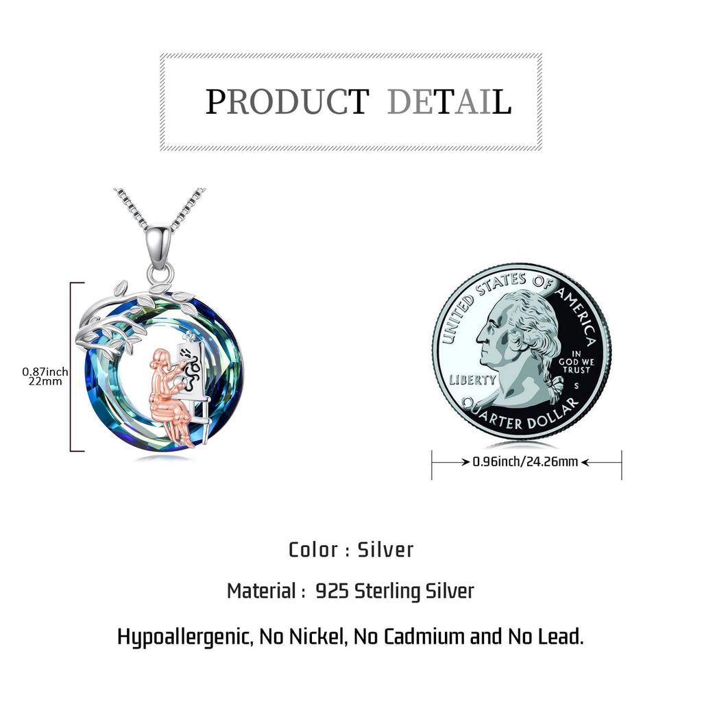 Sport/Music Necklace for Women 925 Sterling Silver Crystal Pendant Tree of Life Jewelry Gifts for Sport Players