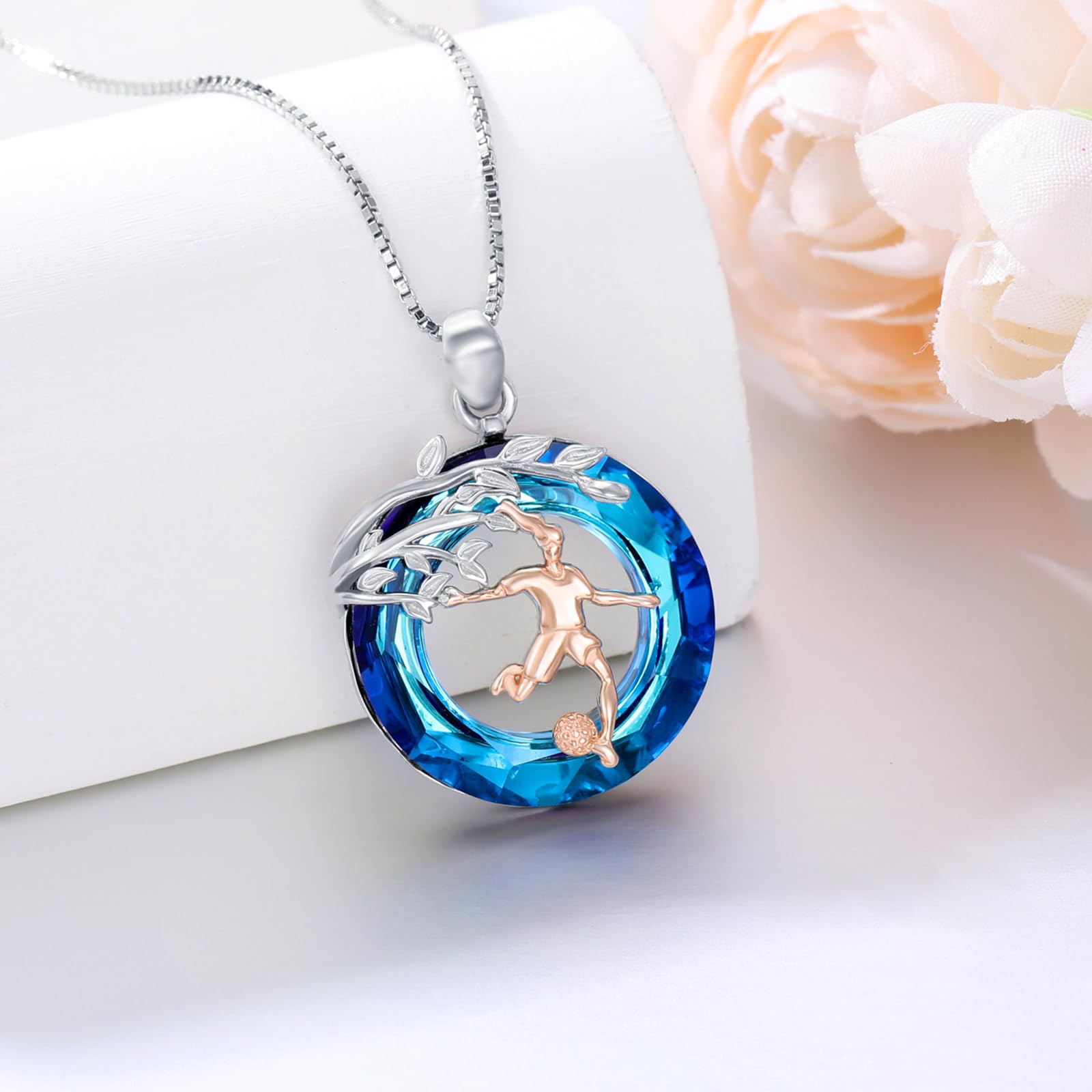 Sport/Music Necklace for Women 925 Sterling Silver Crystal Pendant Tree of Life Jewelry Gifts for Sport Players