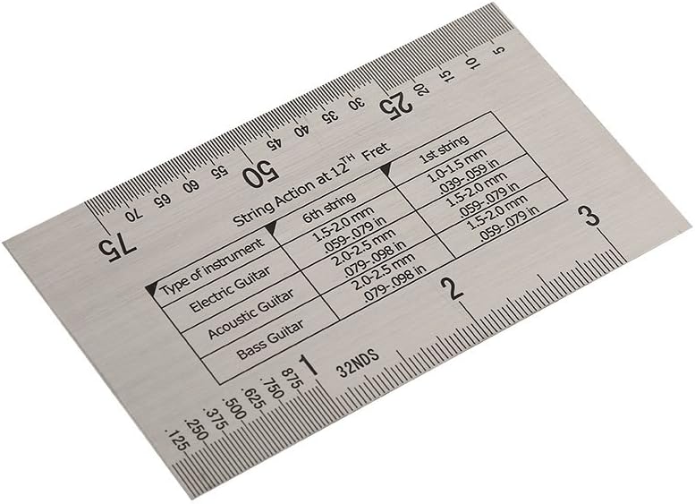 Bnineteenteam Guitar String Gauge Tool,Measurement Standard String Action Ruler Gauge with Fret Protectors Set for for Electric Guitar Acoustic Guitar Bass and Luthier Performance Accessory