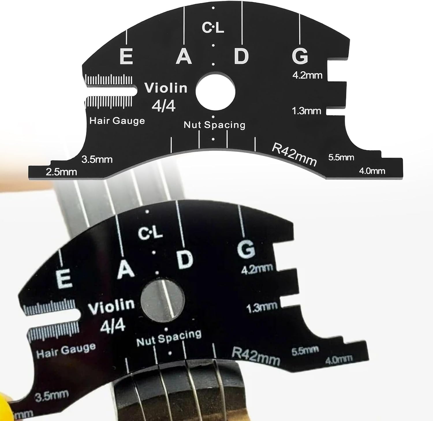 2 Pack Violin Bridge Template 4/4 Setup Gauge String Height and Spacing Ruler for Violin Making and Repair