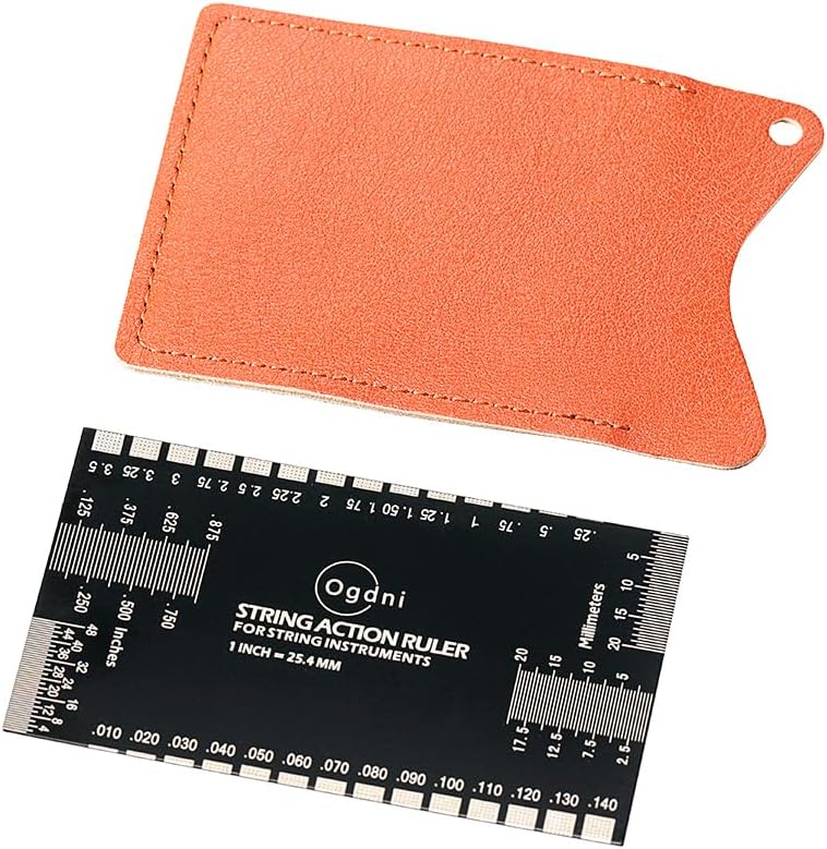 Guitar String Action Ruler Gauge Guitar Repairing Tool With Leather Case For Guitar Ukulele Bass Banjo Mandolin