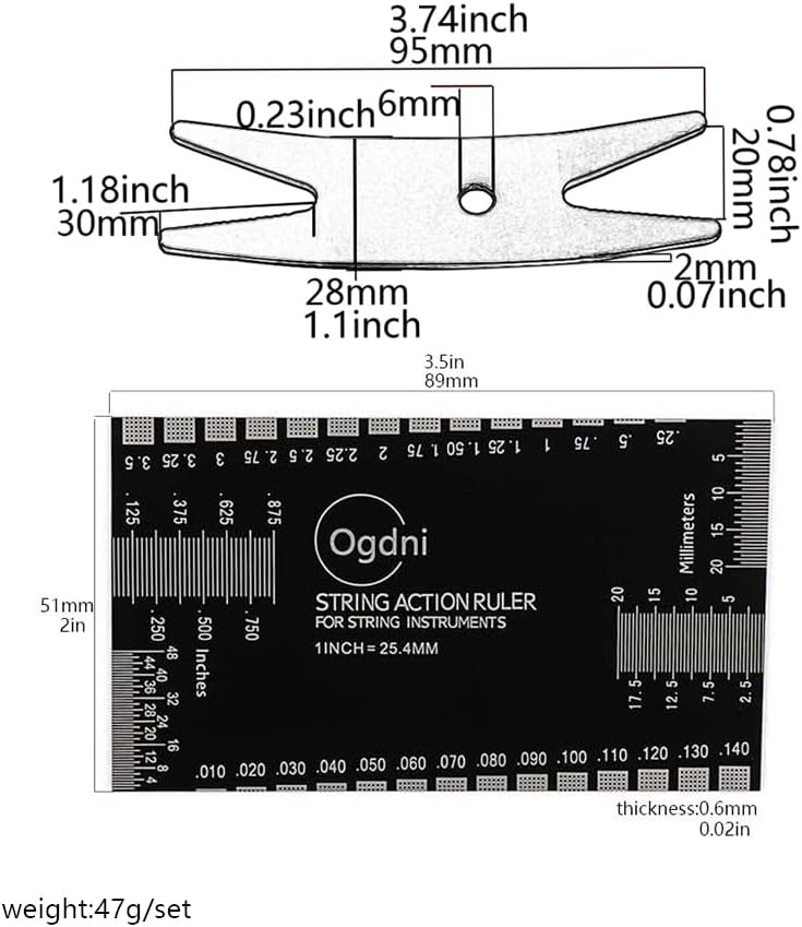 Guitar Luthier Tools String Action Ruler Gauge Multi Spanner Wrench for Guitar and Bass Repair