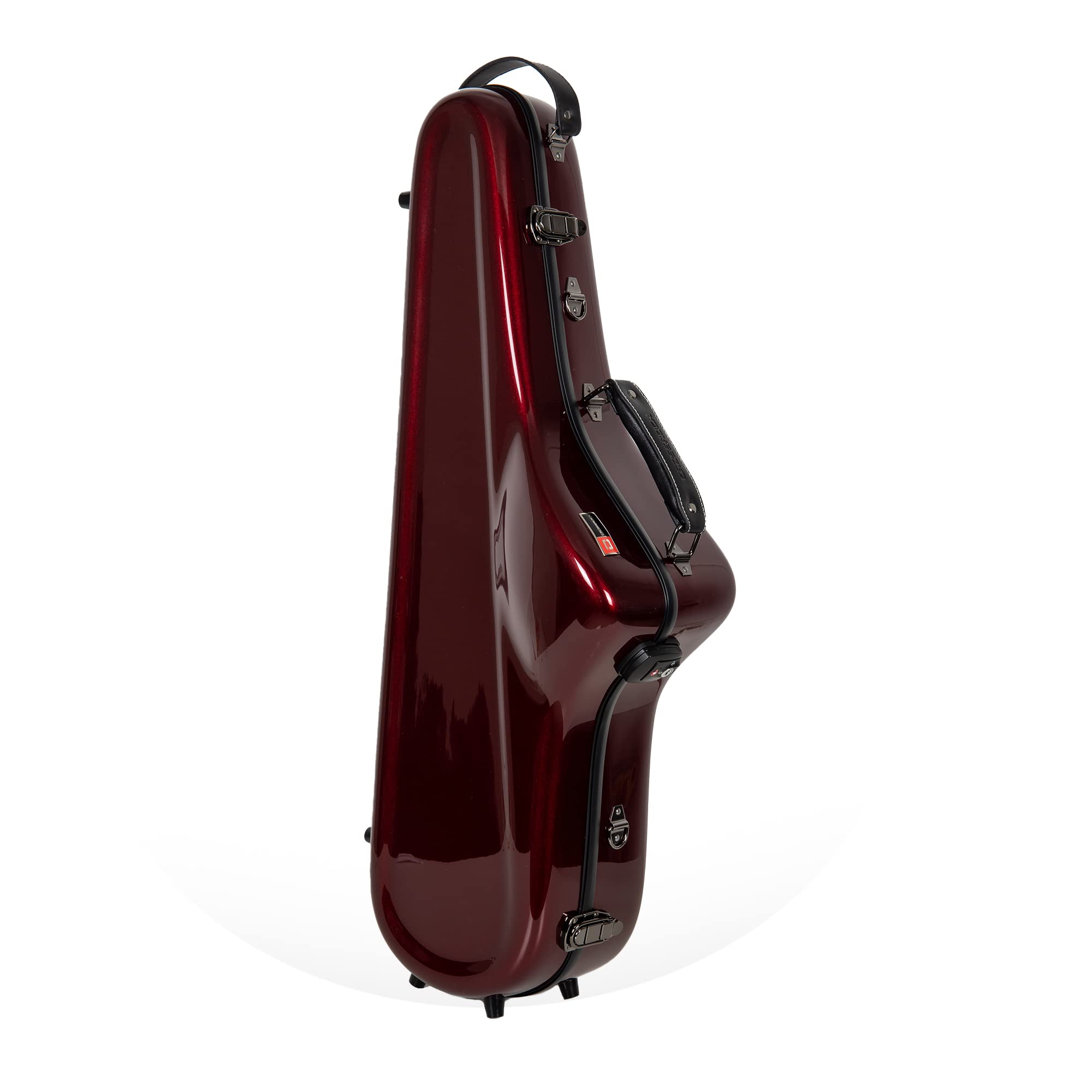 Crossrock Pro-Grade Straight Soprano Saxophone Case | Crimson Red Gloss, TSA Lock, Elite Protection, Detachable Backpack Straps, Accessory Pocket for Professional Musicians