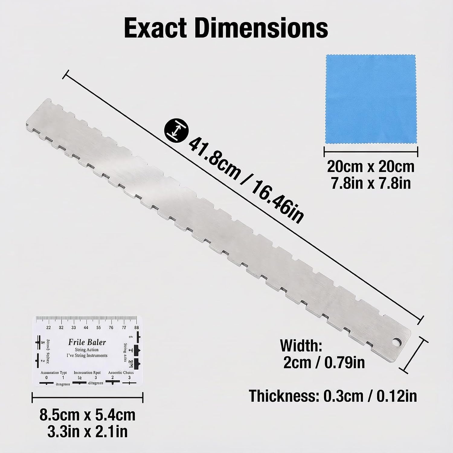 3 Pcs Notched Straight Edge Guitar Luthier Tool Kit, String Action Ruler Gauge for Leveling Neck Relief Check – High Accuracy Luthier Tool for Most Guitar Fretboards
